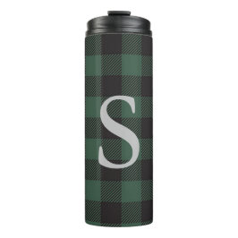 Garrafa Térmica Monograma da Xadrez Tartan Negra Clássica em Buffa