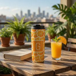 Garrafa Térmica Monograma de Laranja Personalizado em Cítrico