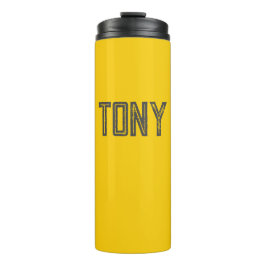 Garrafa Térmica Monograma de Nome Personalizado Amarelo-Laranja Só