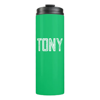 Garrafa Térmica Monograma de Nome Personalizado Verde da Apple Sól