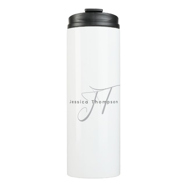 Garrafa Térmica Monograma de Nome Profissional Simples Elegante Mo (Frente)
