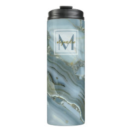 Garrafa Térmica Monograma de pedra natural de mármore azul