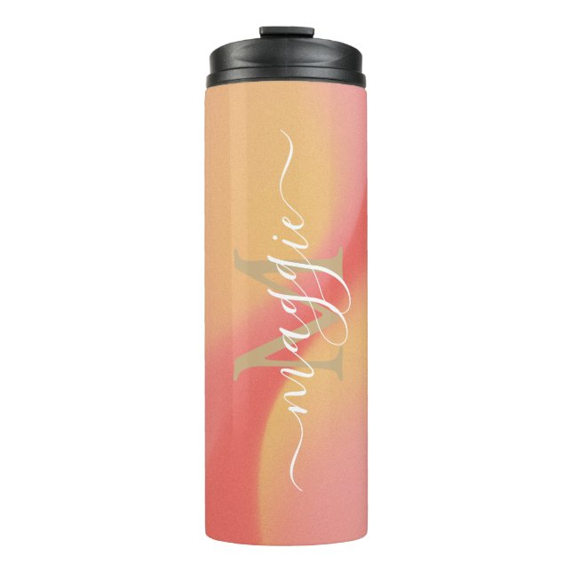 Garrafa Térmica Monograma de Script de Nome Personalizado (Frente)