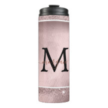 Monograma de Script Glitter Dourado rosa