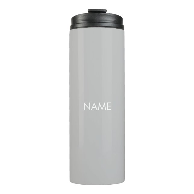 Garrafa Térmica Monograma de texto de nome personalizado branco de (Frente)