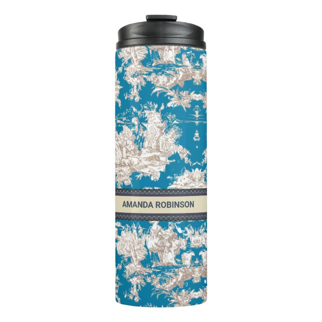 Garrafa Térmica Monograma de Torquoise Azul de Jouy (Frente)