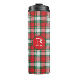 Garrafa Térmica Monograma de Xadrez Vermelha Verde