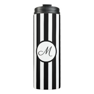 Garrafa Térmica Monograma Dourado branco-preto riscado