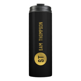 Garrafa Térmica Monograma Dourado e negro elegante