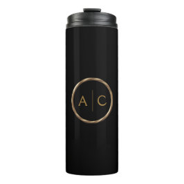 Garrafa Térmica Monograma Dourado Mínimo em PRETO