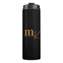 Garrafa Térmica Monograma Dourado Mínimo Moderno