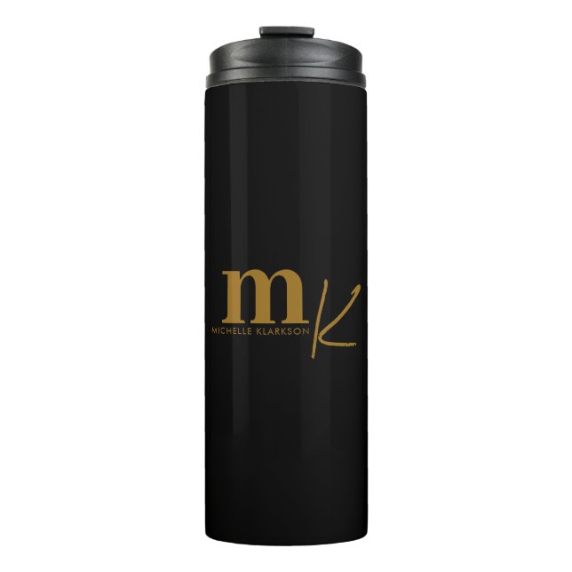 Garrafa Térmica Monograma Dourado Mínimo Moderno (Frente)