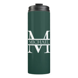 Garrafa Térmica Monograma e nome Elegante Emerald Verde Personaliz