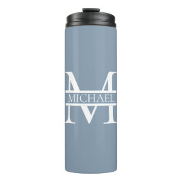 Garrafa Térmica Monograma e nome personalizados Elegante azul empo