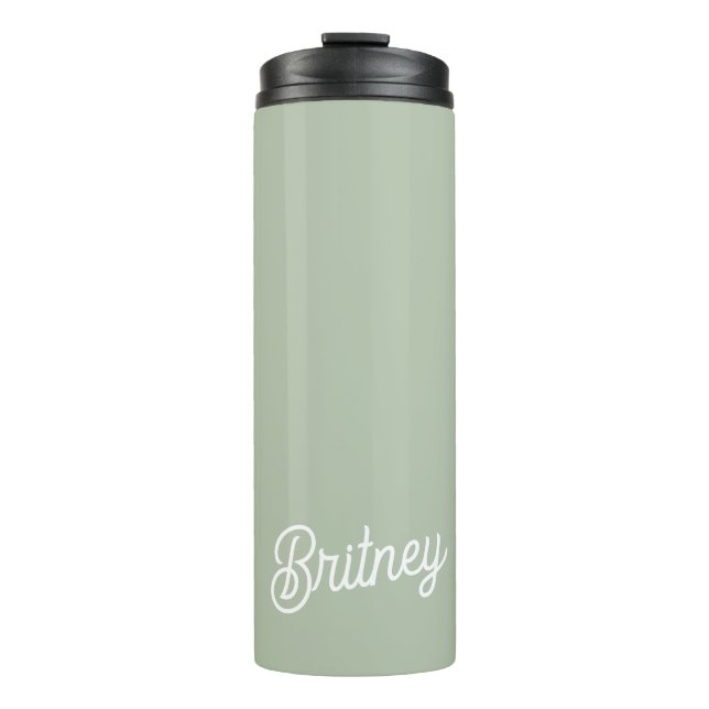 Garrafa Térmica Monograma e Nome Personalizados Verde do Modern Sa (Frente)