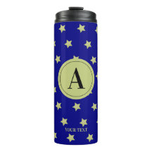 Monograma Elegante com Estrelas em Ouro e Azul
