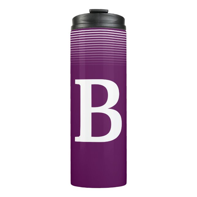 Garrafa Térmica Monograma Elegante - Tumbler Térmico Roxo (Frente)