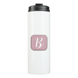 Garrafa Térmica Monograma em Tumbler Térmico Rosa e Branco