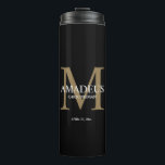 Garrafa Térmica Monograma Faux Dourado Chamado Tumbler térmico<br><div class="desc">Monograma Faux Dourado Chamado Tumbler térmico</div>