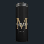 Garrafa Térmica Monograma Faux Dourado Chamado Tumbler térmico<br><div class="desc">Monograma Faux Dourado Chamado Tumbler térmico</div>