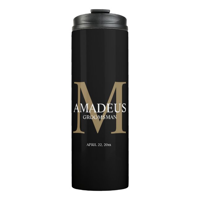 Garrafa Térmica Monograma Faux Dourado Chamado Tumbler térmico (Frente)
