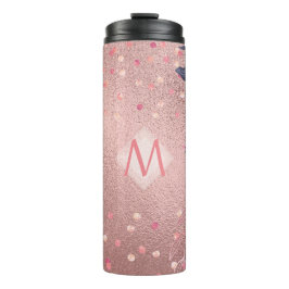 Garrafa Térmica MONOGRAMA Floral Azul Cor-de-Rosa Negra Girliest E