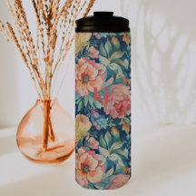 Monograma Floral de Peônias em Aquarela
