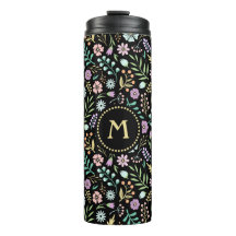 Monograma Floral Whimsical Boho Thermal Tumbler