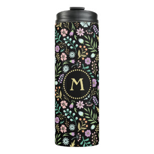 Garrafa Térmica Monograma Floral Whimsical Boho Thermal Tumbler
