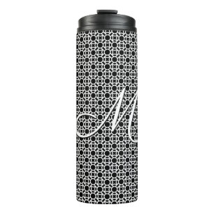 Garrafa Térmica Monograma Geométrico em Preto e Branco