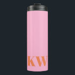 Garrafa Térmica Monograma Inicial Personalizado Rosa Laranja Moder<br><div class="desc">Térmica Personalizada de Monograma Inicial Rosa Laranja Moderno</div>