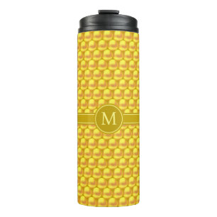 Garrafa Térmica Monograma & Moderno Elegante Pontos e Texto Dourad