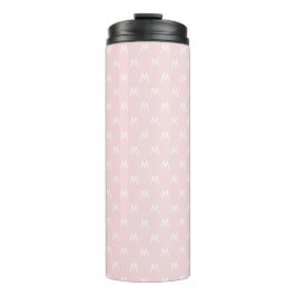 Garrafa Térmica Monograma Moderno Rosa e Branco