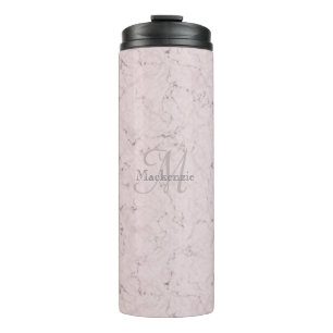 Garrafa Térmica Monograma Nome personalizado Blush Pink Cinza