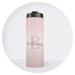 Garrafa Térmica Monograma & Nome Personalizado Rosa Fofo