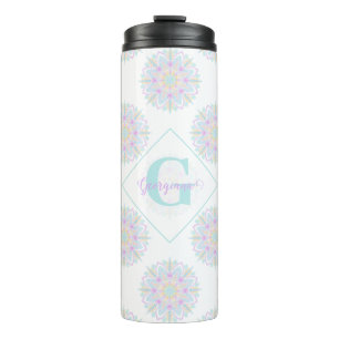 Garrafa Térmica Monograma Pastel Rainbow Sundae Bolinhas Mandala