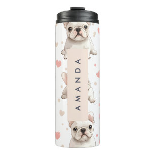 Garrafa Térmica Monograma Personalizado Buldogue Francês Adorável