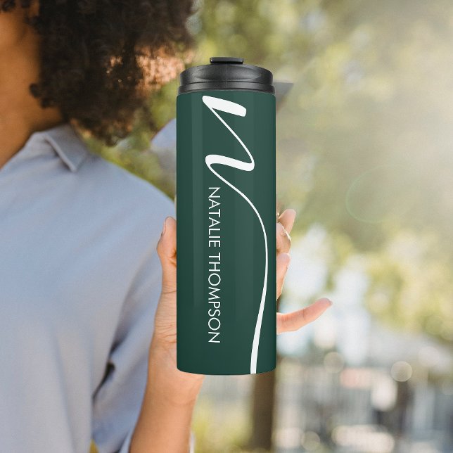 Garrafa Térmica Monograma Personalizado Com Nome Emerald Green (Criador carregado)