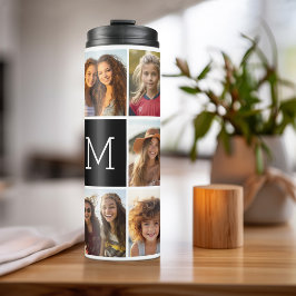 Garrafa Térmica Monograma Personalizado de Colagem de Fotos do Ins