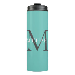 Garrafa Térmica Monograma Personalizado e Nome Leve Teal