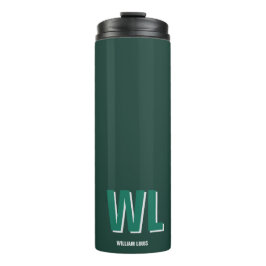 Garrafa Térmica Monograma Personalizado Verde Esmeralda Minimalist