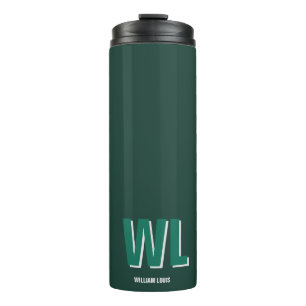 Garrafa Térmica Monograma Personalizado Verde Esmeralda Minimalist