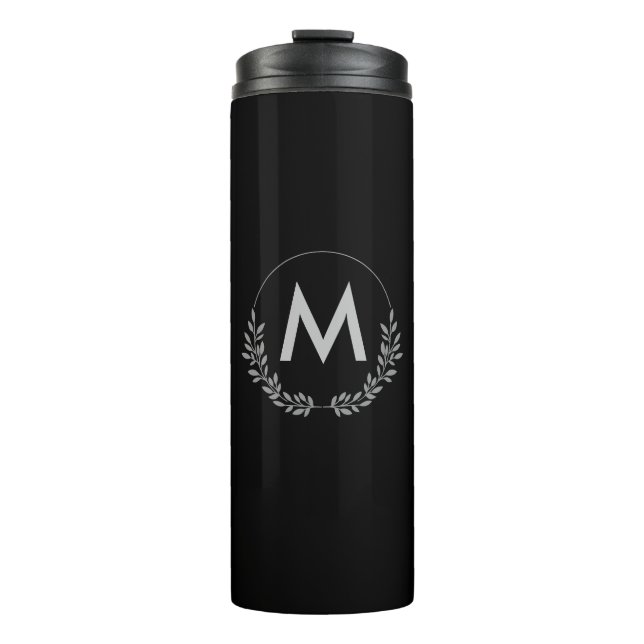 Garrafa Térmica Monograma preto e branco elegante (Frente)