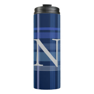 Garrafa Térmica Monograma Retrospectivo do Tartan Xadrez Azul mari