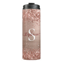 Monograma Rosa Dourado Faux-Glitter Girly Glam