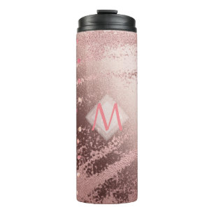 Garrafa Térmica Monograma ROSEGOLD Folha Metálica Confetti