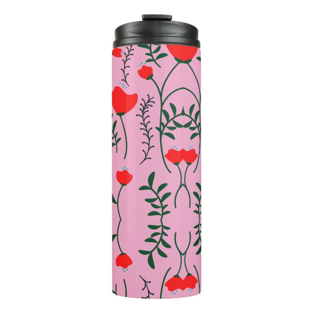 Garrafa Térmica Monograma Rústico Chic Floral Rosa  (Frente)