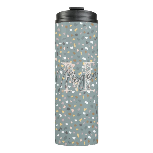 Garrafa Térmica Monograma Terrazzo Personalizado (Frente)