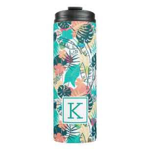 Garrafa Térmica Monograma tropical luxúria da colagem das folhas