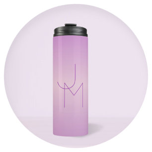 Garrafa Térmica Monograma Único Sobreposto   Rosa Lavanda Suave